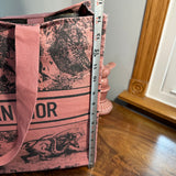 The Tote Bag - Canvas Dior in Pink/Gray