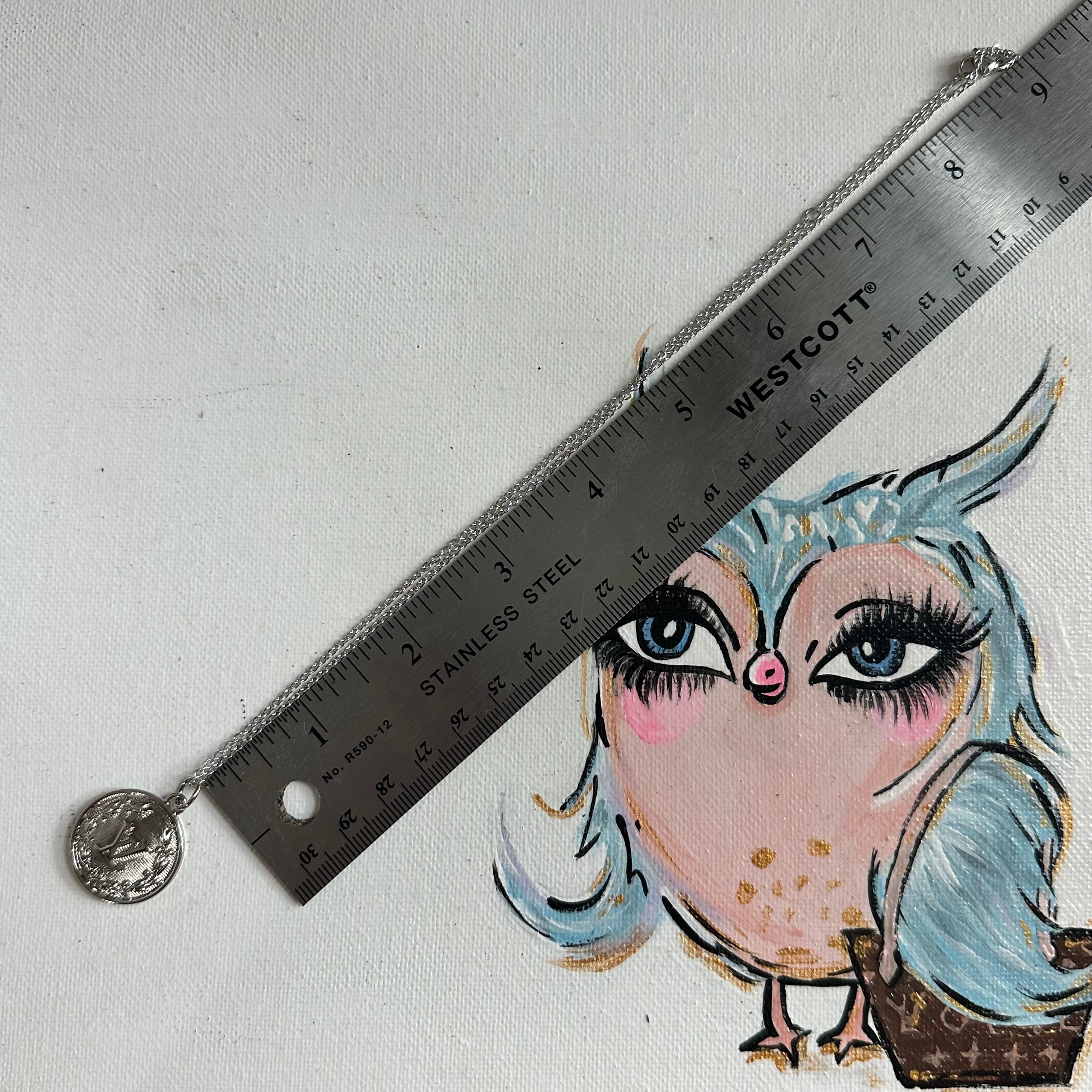 Repurposed LV Charm on WHITE Gold-Filled Necklace (SILVER)