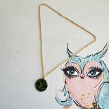 Upcycled Green LV Trunks & Bags Charm on Gold-Filled Link Chain