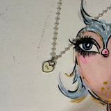 Creamy White Dior Heart on Delicate Wire-Wrapped Pearl Necklace