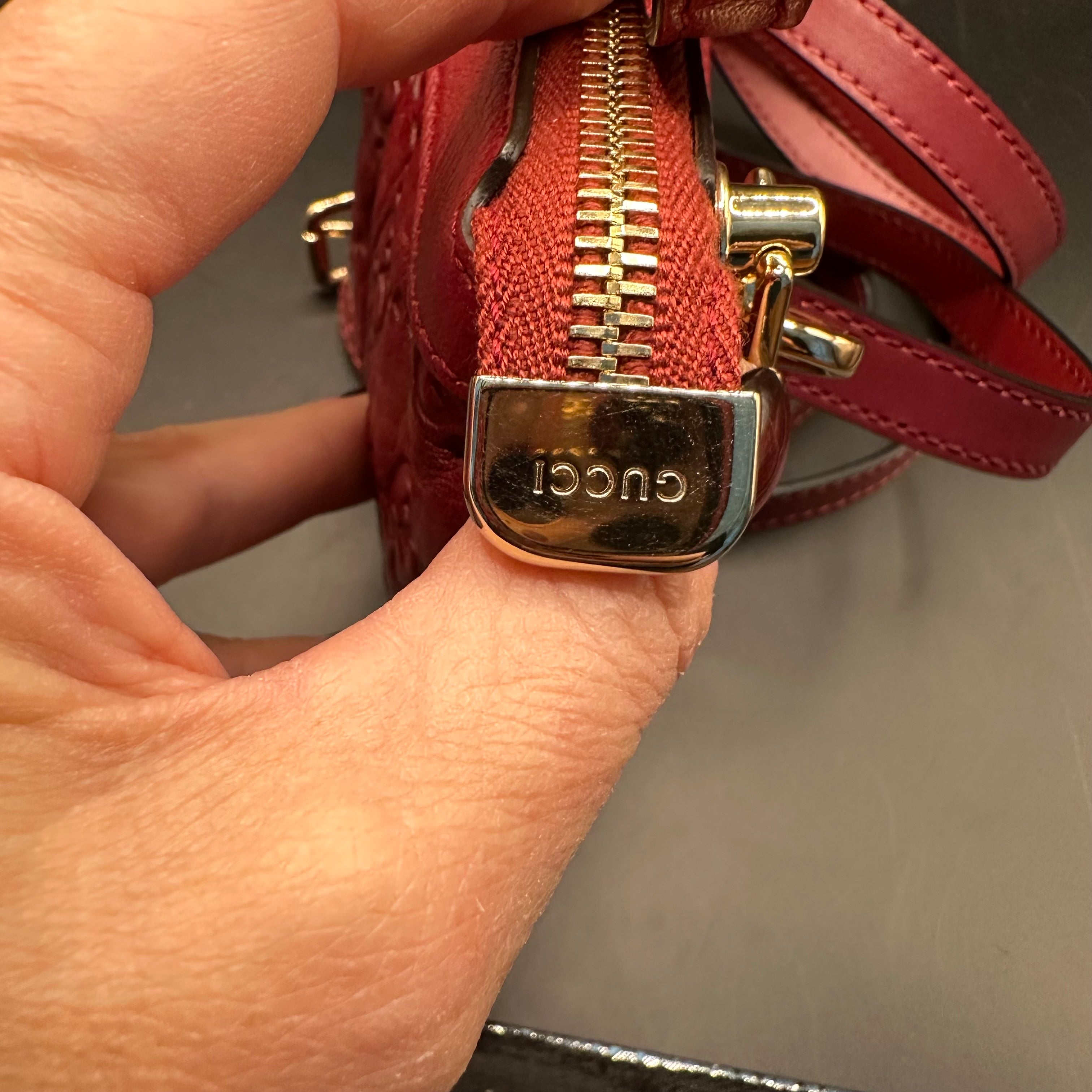 The Junco Crossbody - Gucci Guccisima Leather in Deep Red