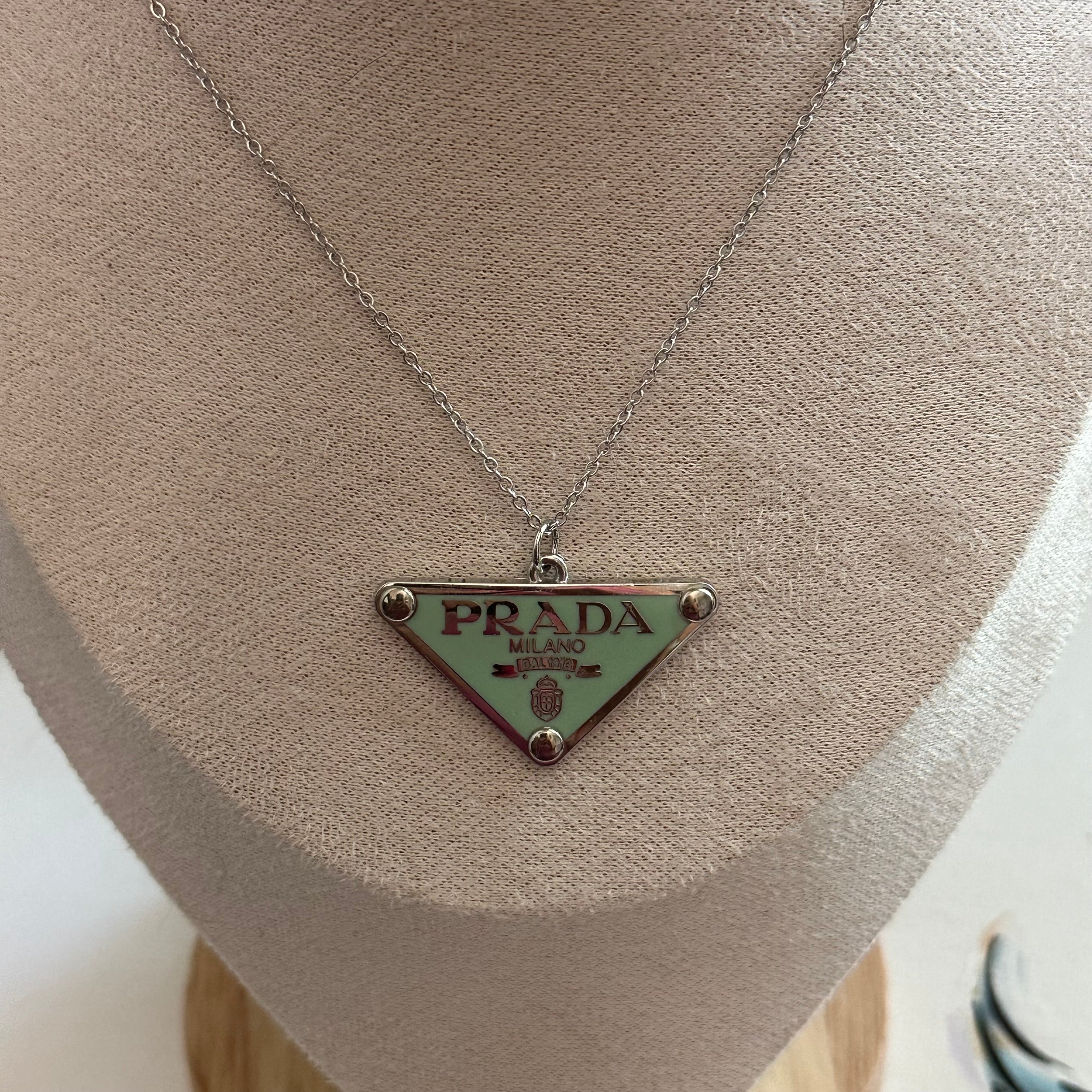 Upcycled Prada Zipper Pull Necklace in Silver