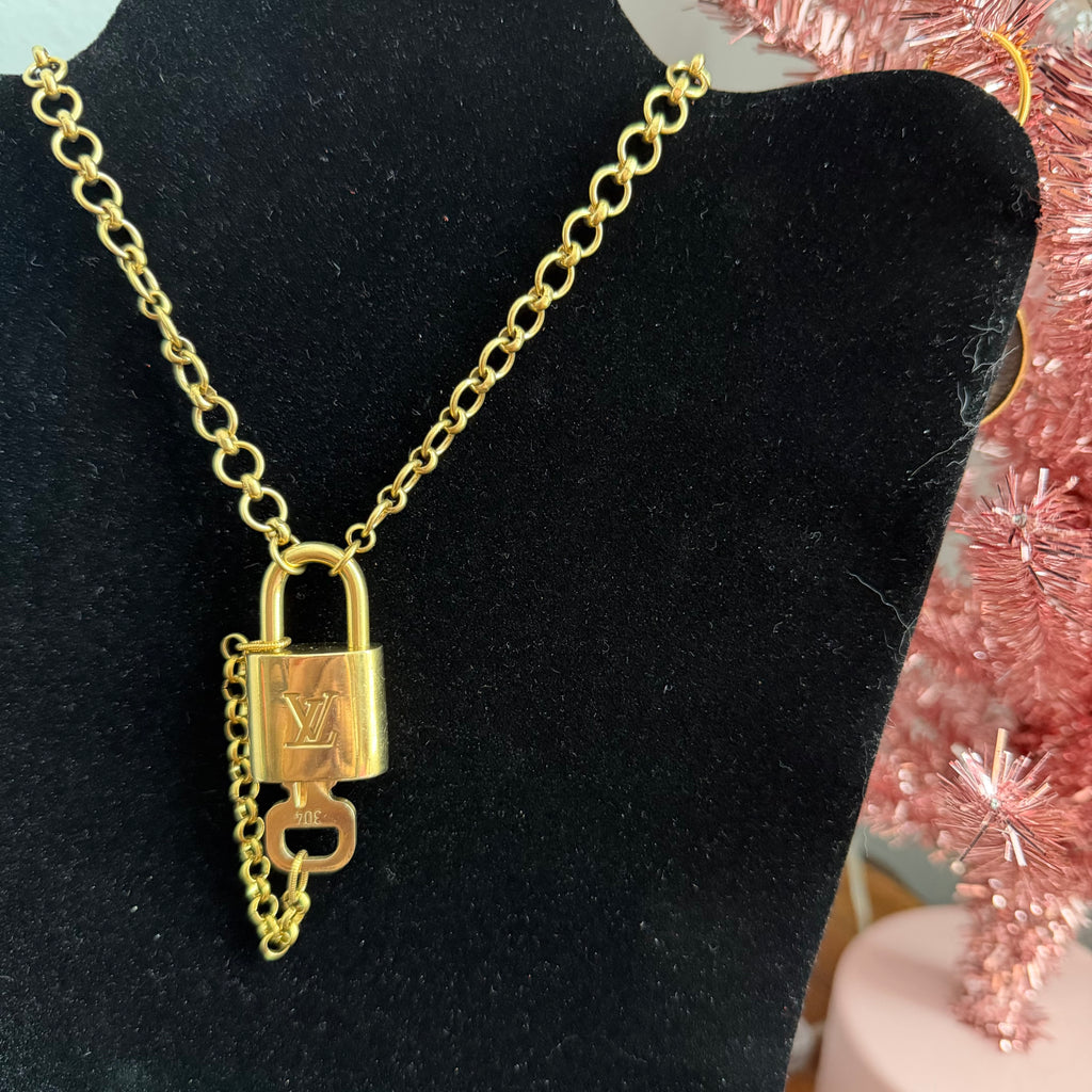 Upcycled LV Padlock Necklace