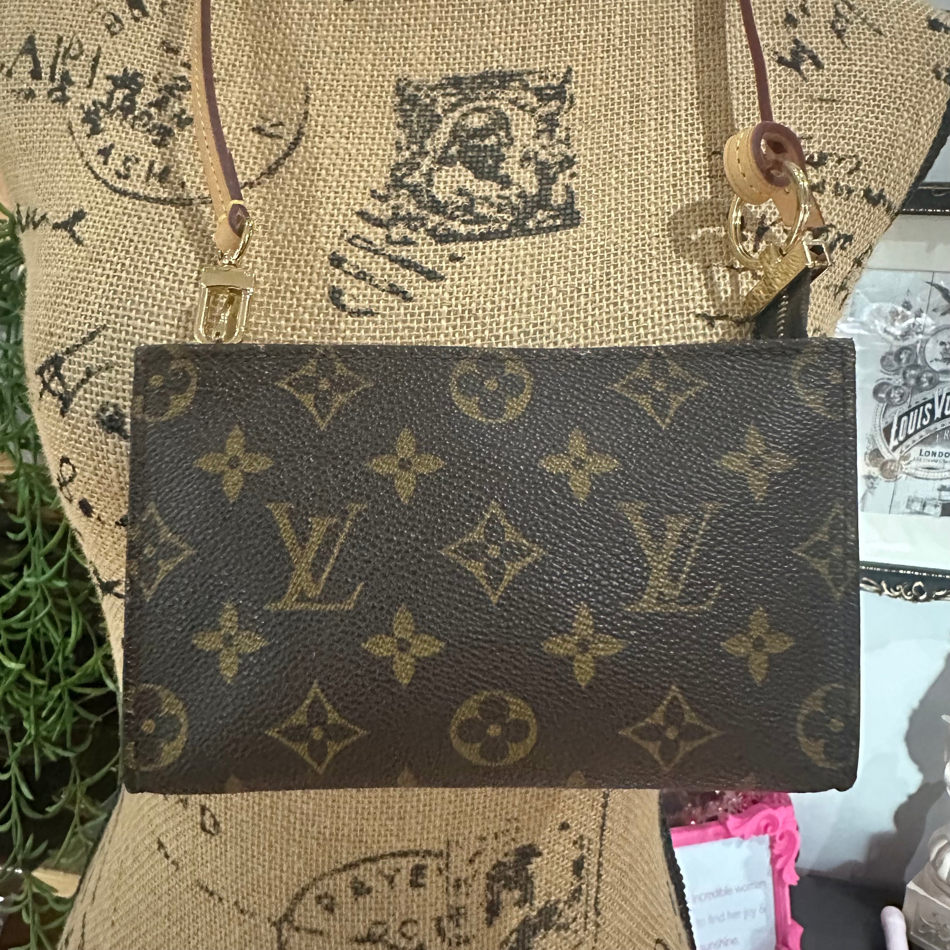 The Junco - Upcycled LV Monogram Wristlet in Vachetta
