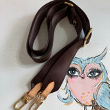 Brown Canvas Crossbody Strap with Vachetta Ends