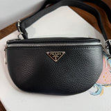 Black Leather Prada Tag Sling/Fanny Pack Bag (smaller)