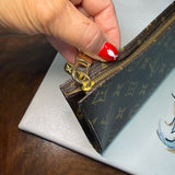 The Junco Wristlet - Upcycled LV Monogram with Shoulder Vachetta
