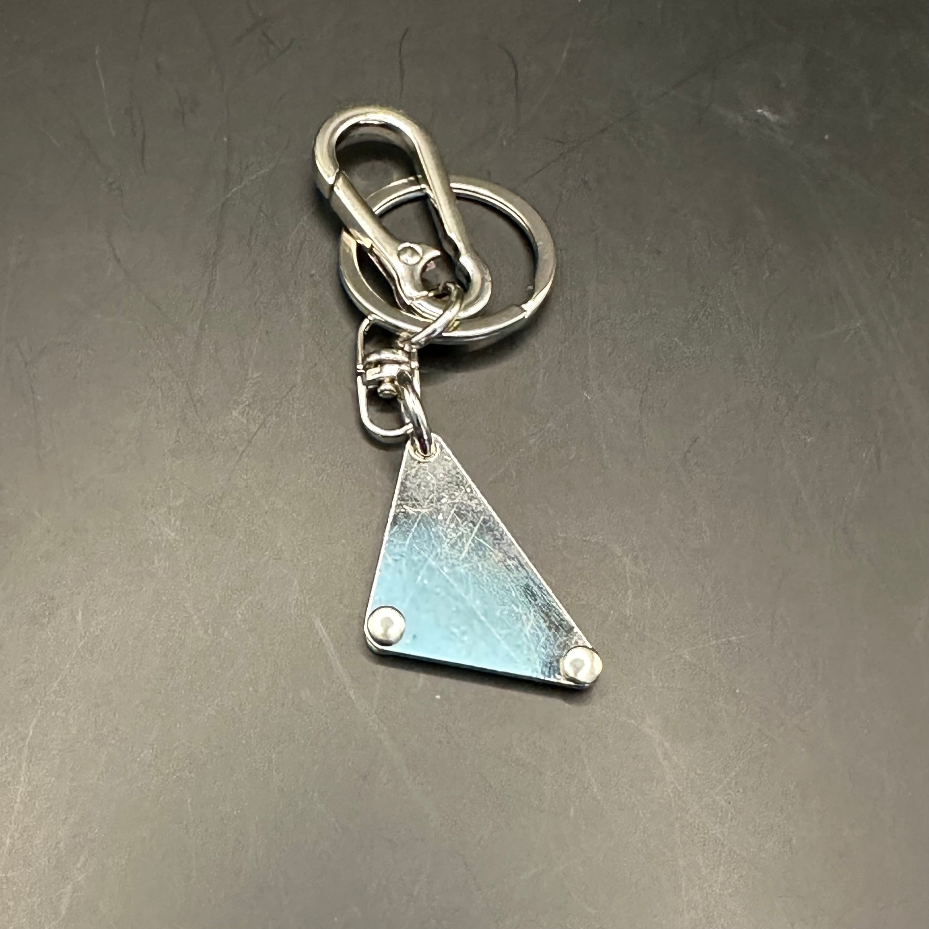 Silver Prada Bag Tag Charm/Keychain