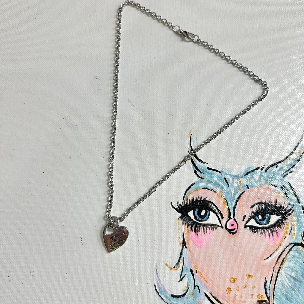 Upcycled Gucci Silver Heart Charm Necklace