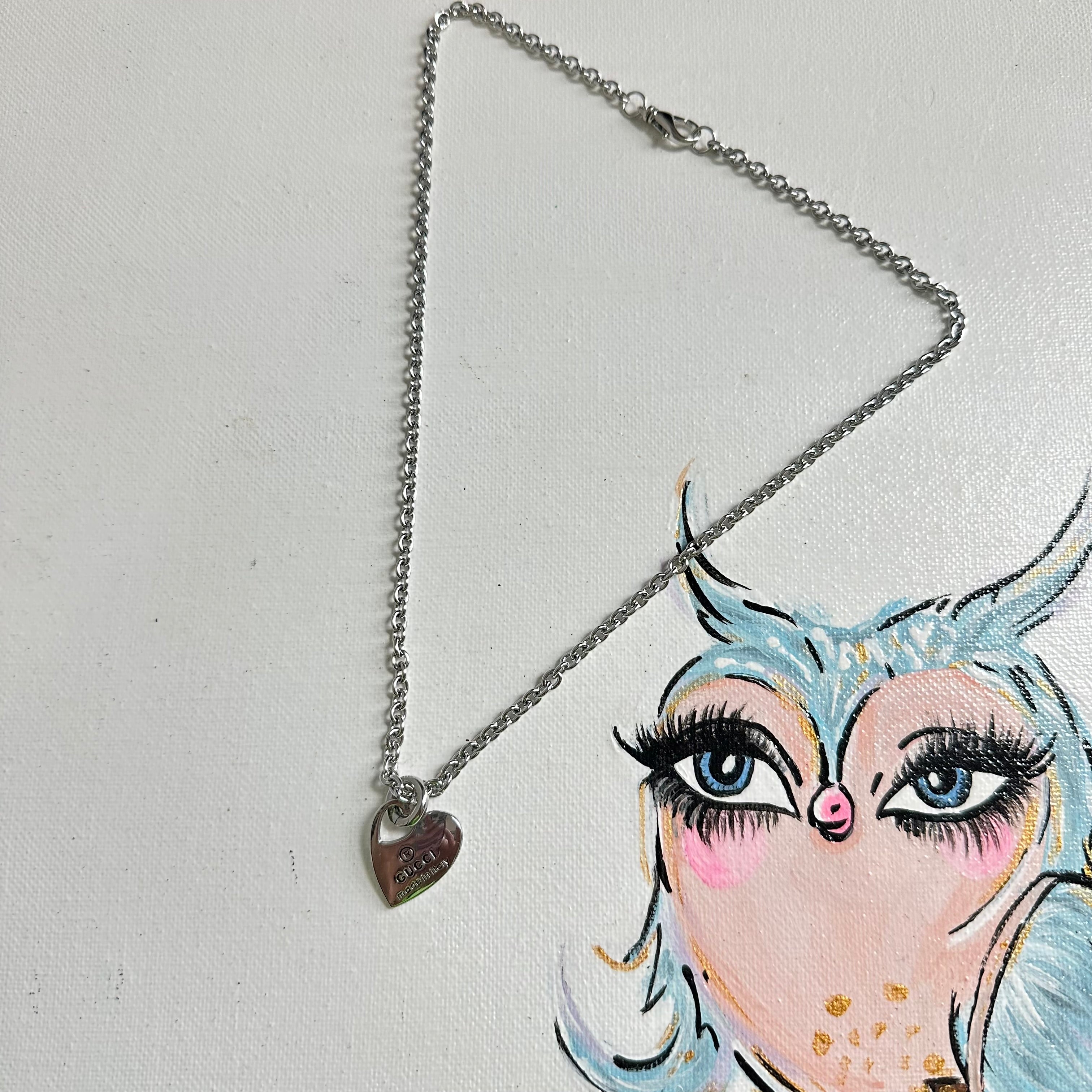 Upcycled Gucci Silver Heart Charm Necklace