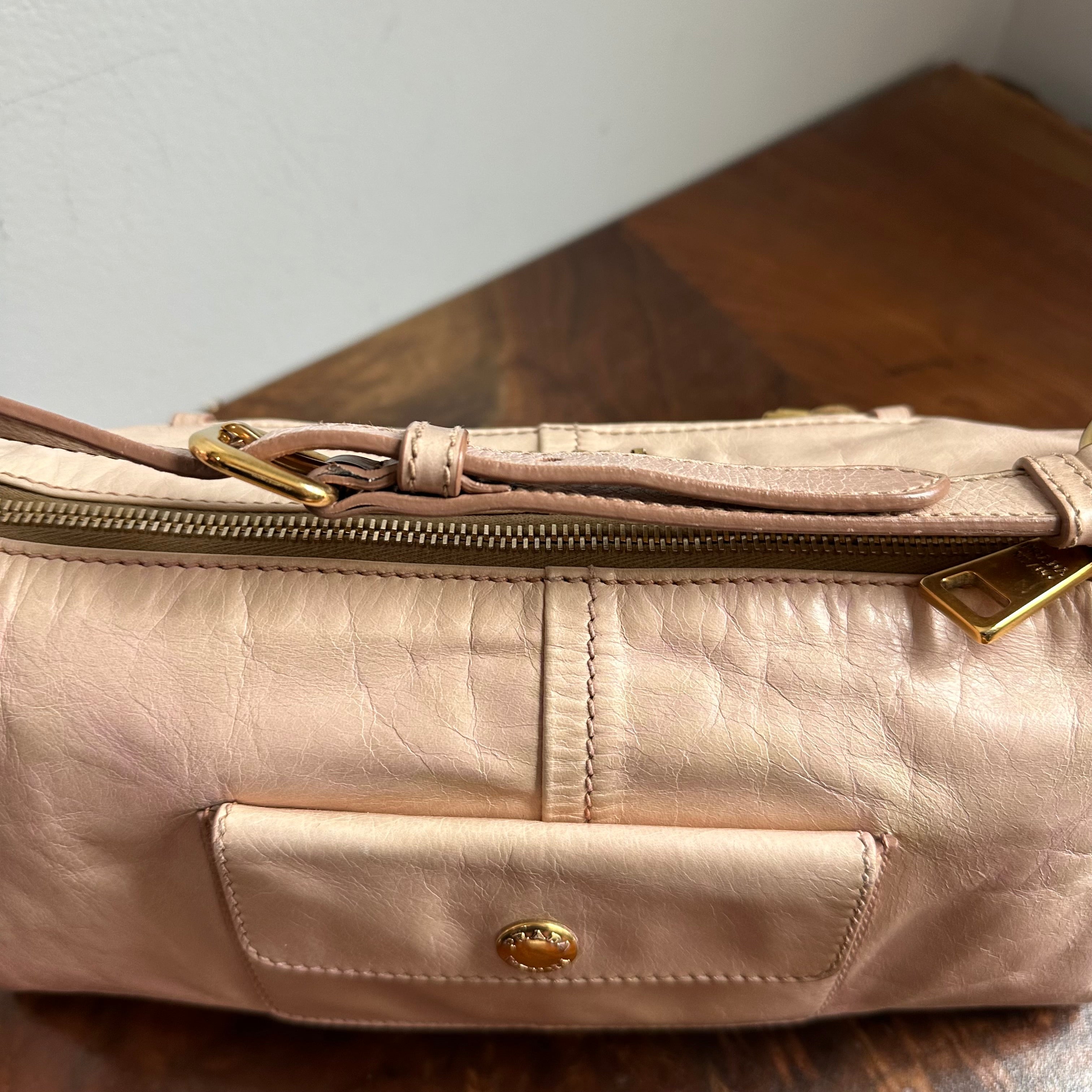 The Junco Shoulder Bag - Vintage Prada in Beige Pink Leather