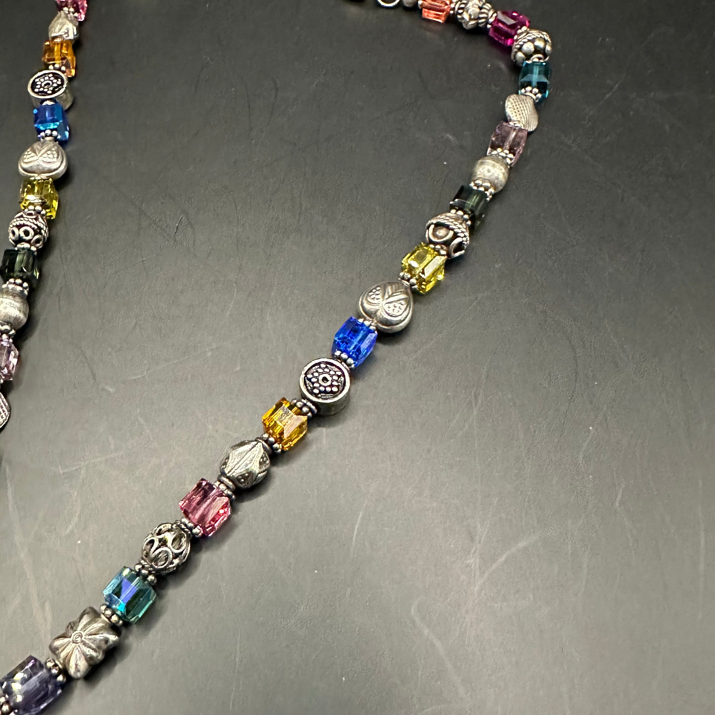 LV Pendant on Multi-color Swarovski Crystal Necklace