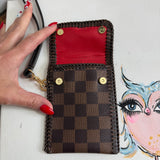 The Cardinal Card Holder/Wallet - Vintage Damier Ebene w/Red inside