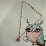 Upcycled LV Lock Charm Necklace in Pink