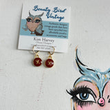 Deep Red Upcycled LV Earrings
