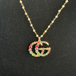 Upcycled Multicolored GG Charm Necklace