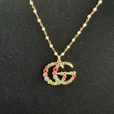 Upcycled Multicolored GG Charm Necklace