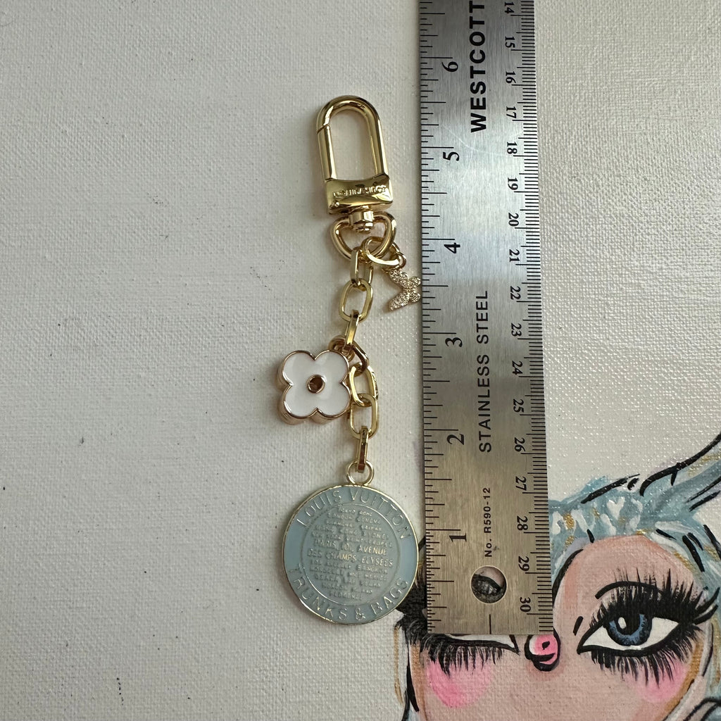 Upcycled LV Trunks & Bags Charm Set in Pale Blue