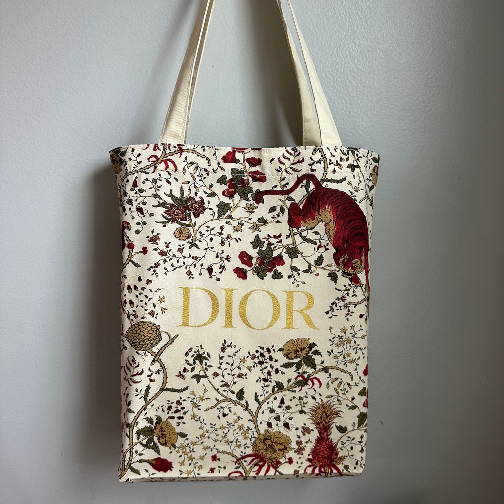 The Dior Tote Bag - Printed Canvas Deep Red/Gold