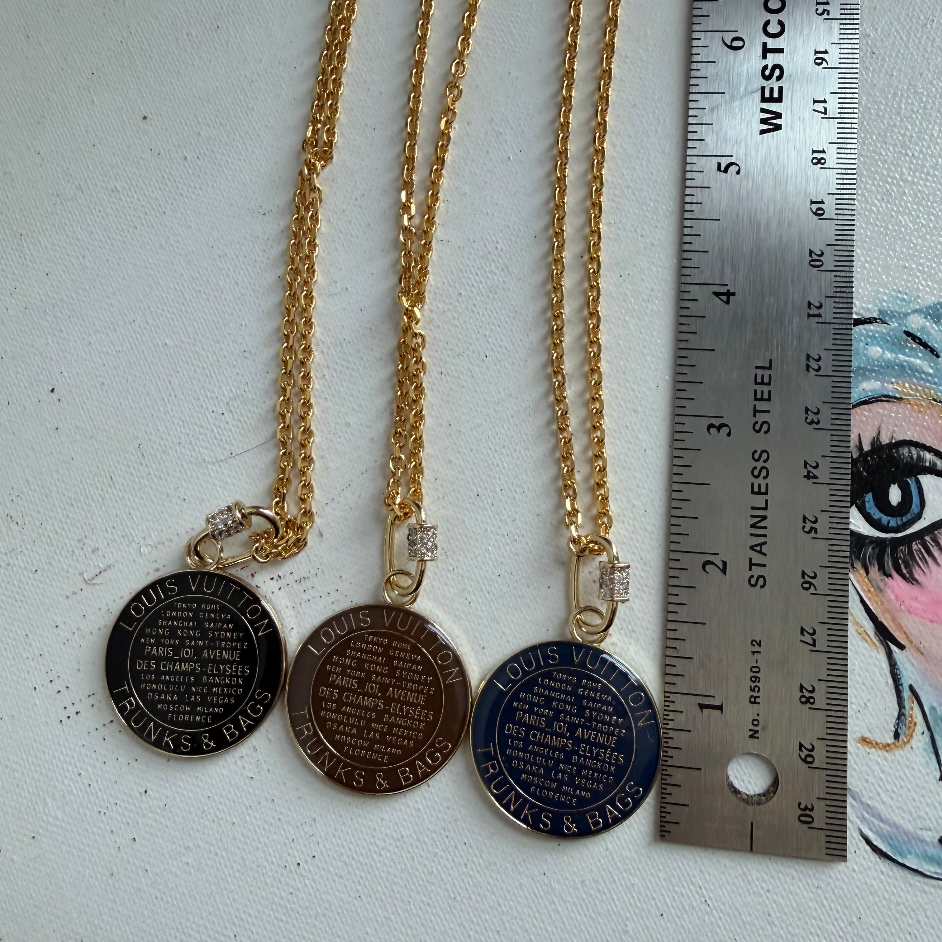 Large Upcycled LV Trunks & Bags Charm on GF Chain Necklace - choose your favorite color!