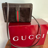 The Junco - Brown Suede Vintage Gucci GG Crossbody (larger)