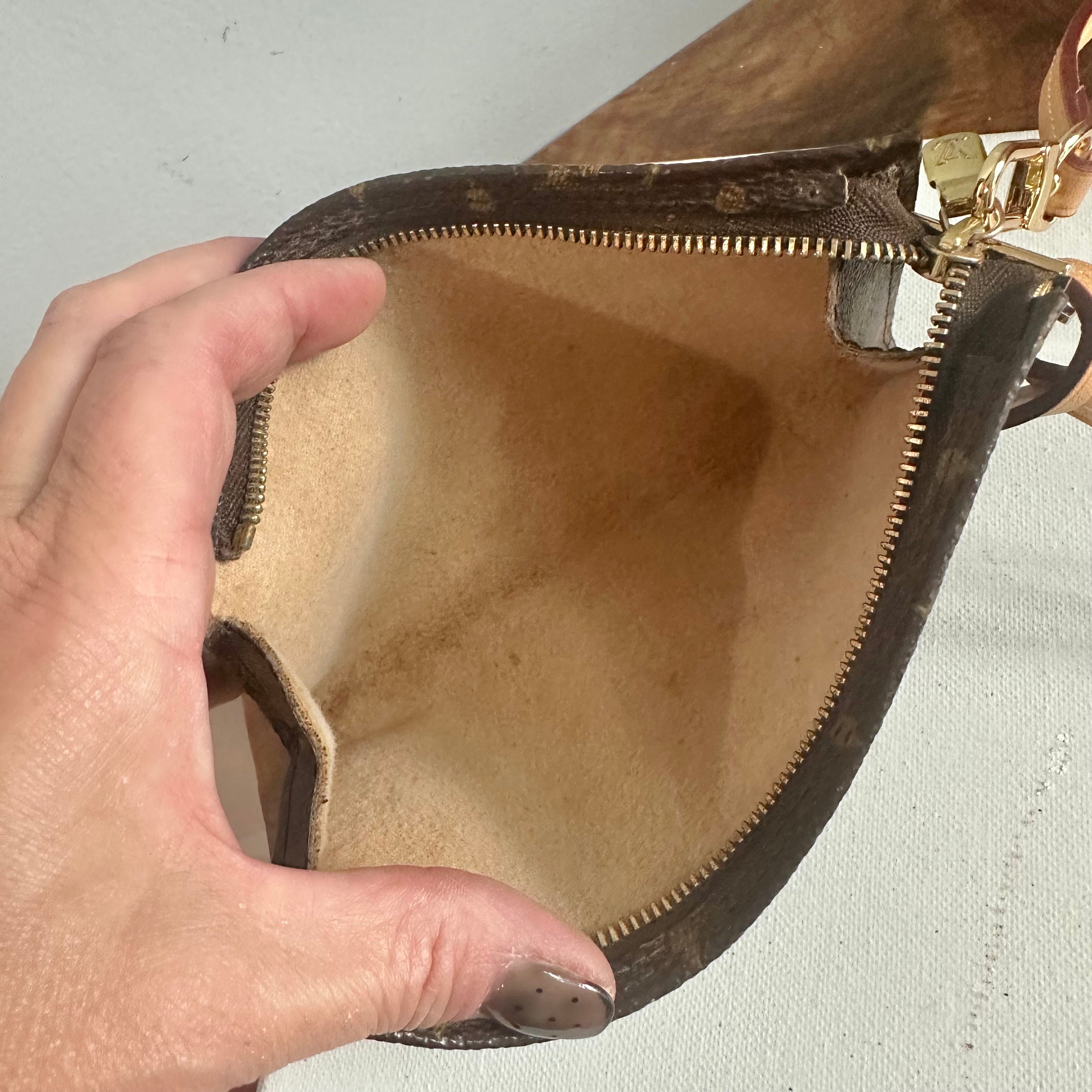 The Junco - Upcycled LV Monogram Wristlet in Vachetta