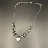 Dior Heart Pendant on Sterling Silver Necklace with Hanging Crystals