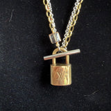 The Big 313 - Key to My Heart Necklace - Upcycled LV Padlock on Gold/Silver Chains