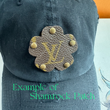 Upcycled LV Patch on Washed Forest Green Hat