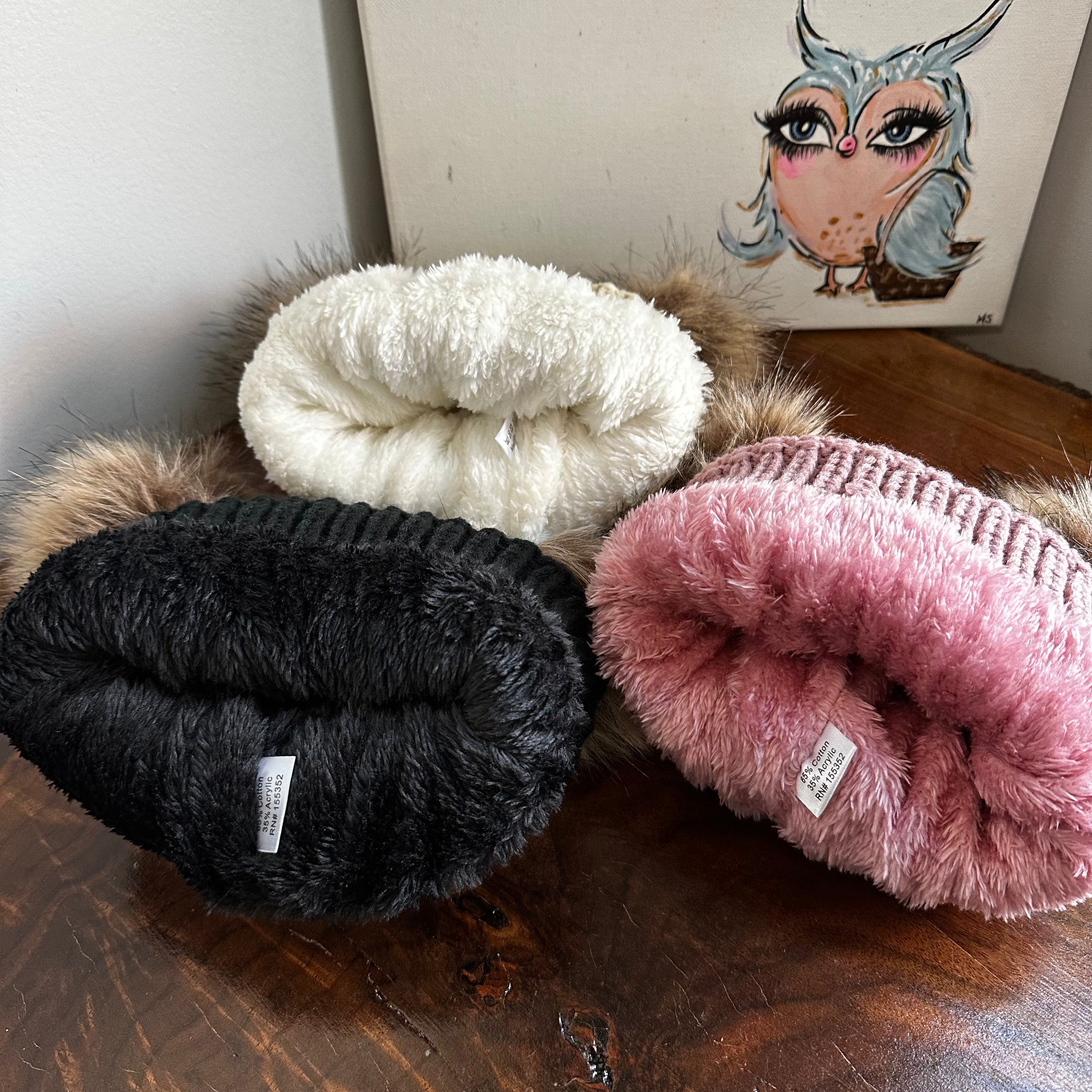 CHILD Double Pom Beanie Hat - Fleece Lined