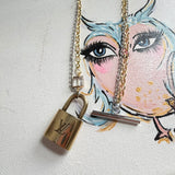 The Big 313 - Key to My Heart Necklace - Upcycled LV Padlock on Gold/Silver Chains