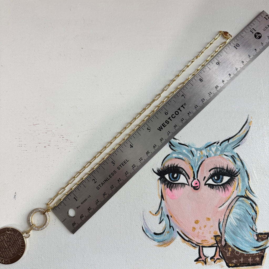 Large Brown LV Trunks & Bags with Blingy Circle Necklace