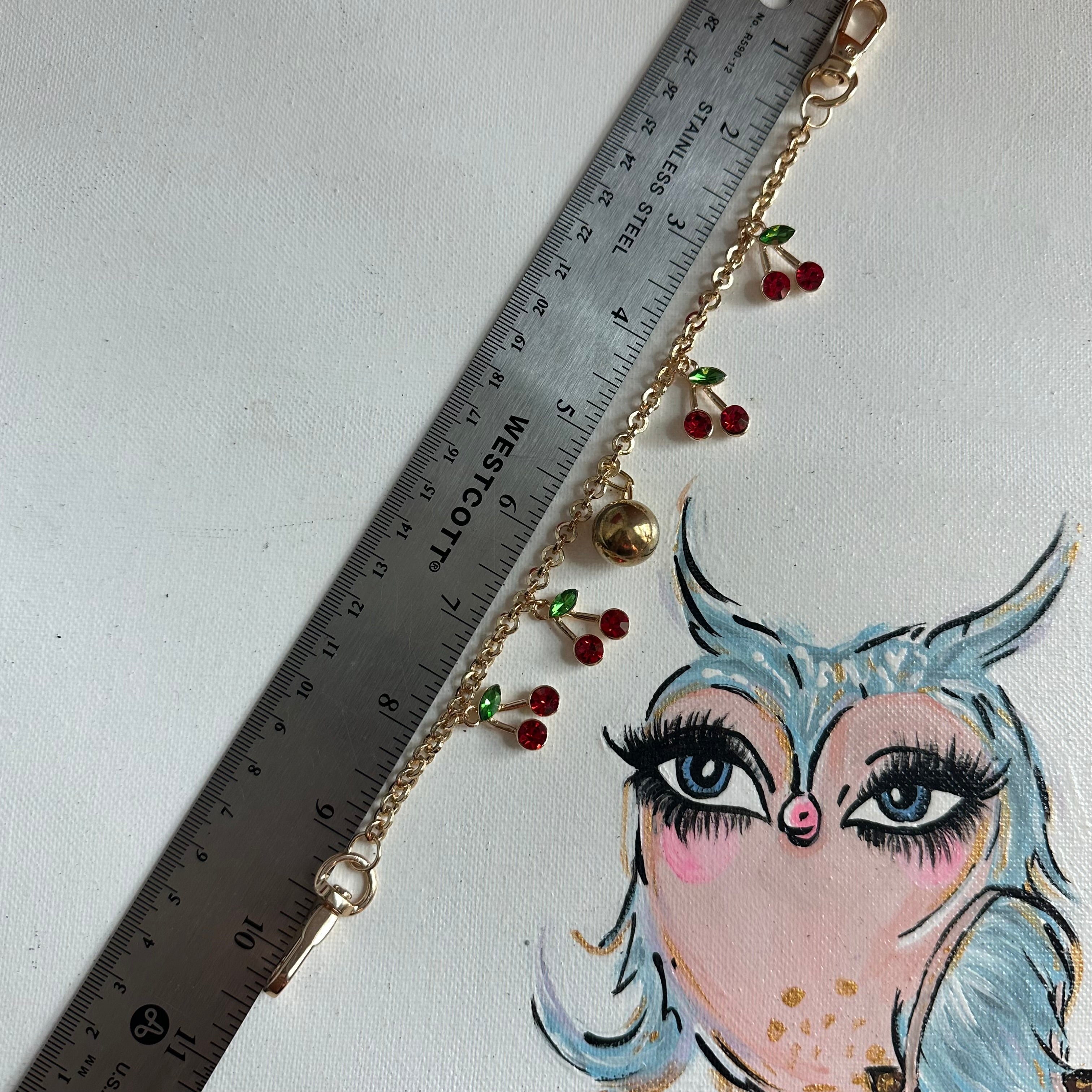 Upcycled LV and Cherries Bag Charm Chain