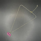 Hot Pink CD Dior Zipper Pull on Tiny Gold-Filled Paperclip Chain Necklace