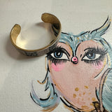 Adjustable Bracelet Cuff in Upcycled Navy GG (Horizontal)