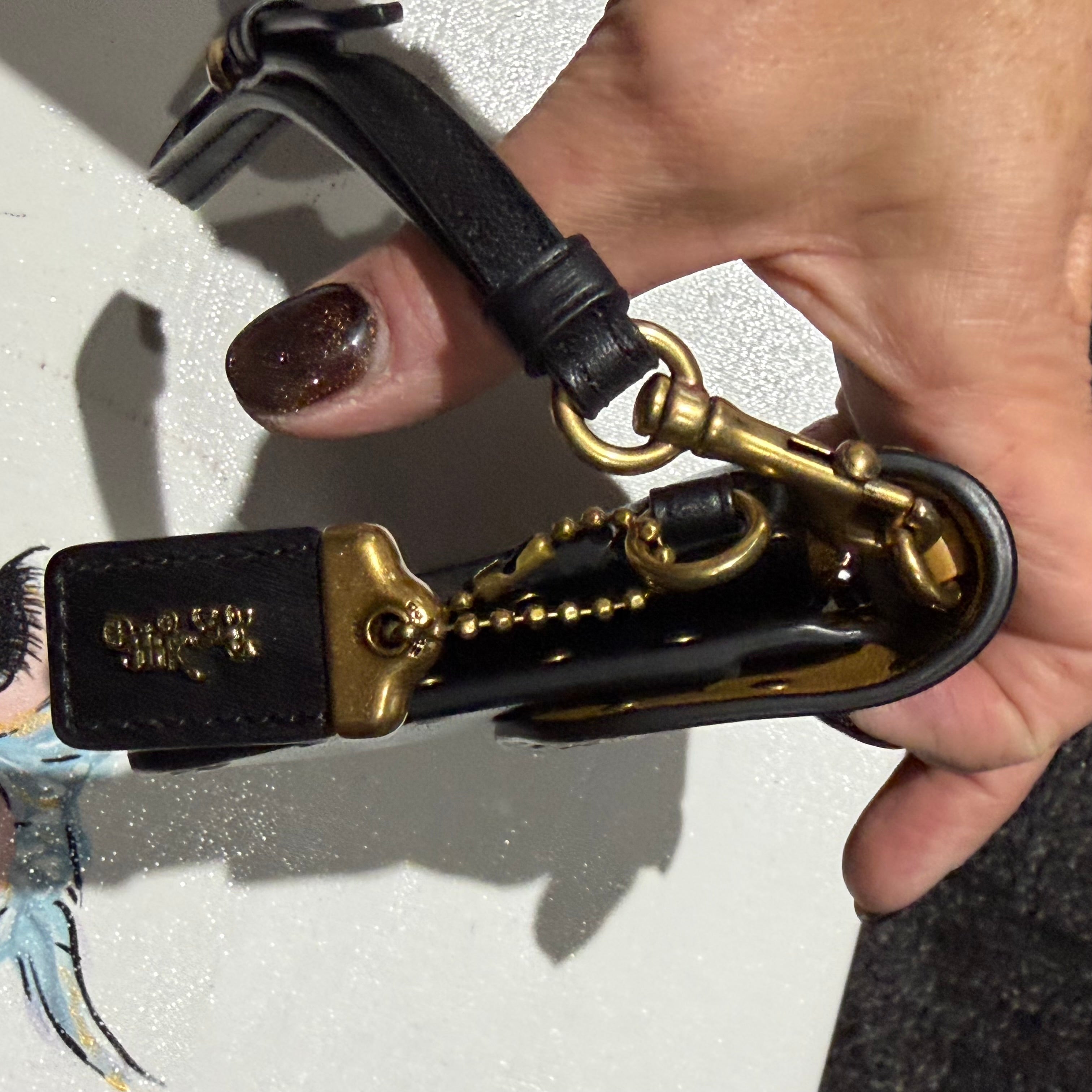 The Junco Wristlet - Black Leather Coach