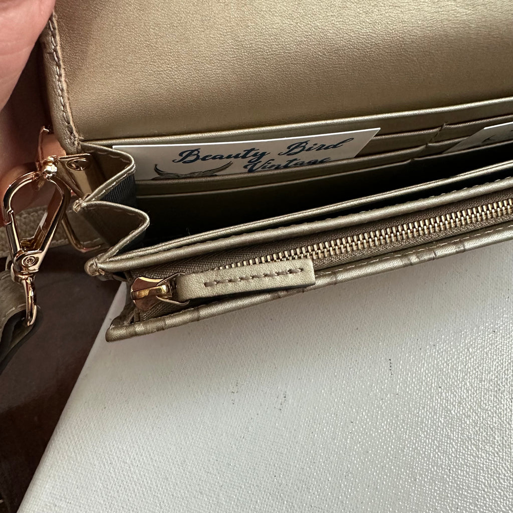 The Junco Wallet/Crossbody - Vintage GG in Gold Leather