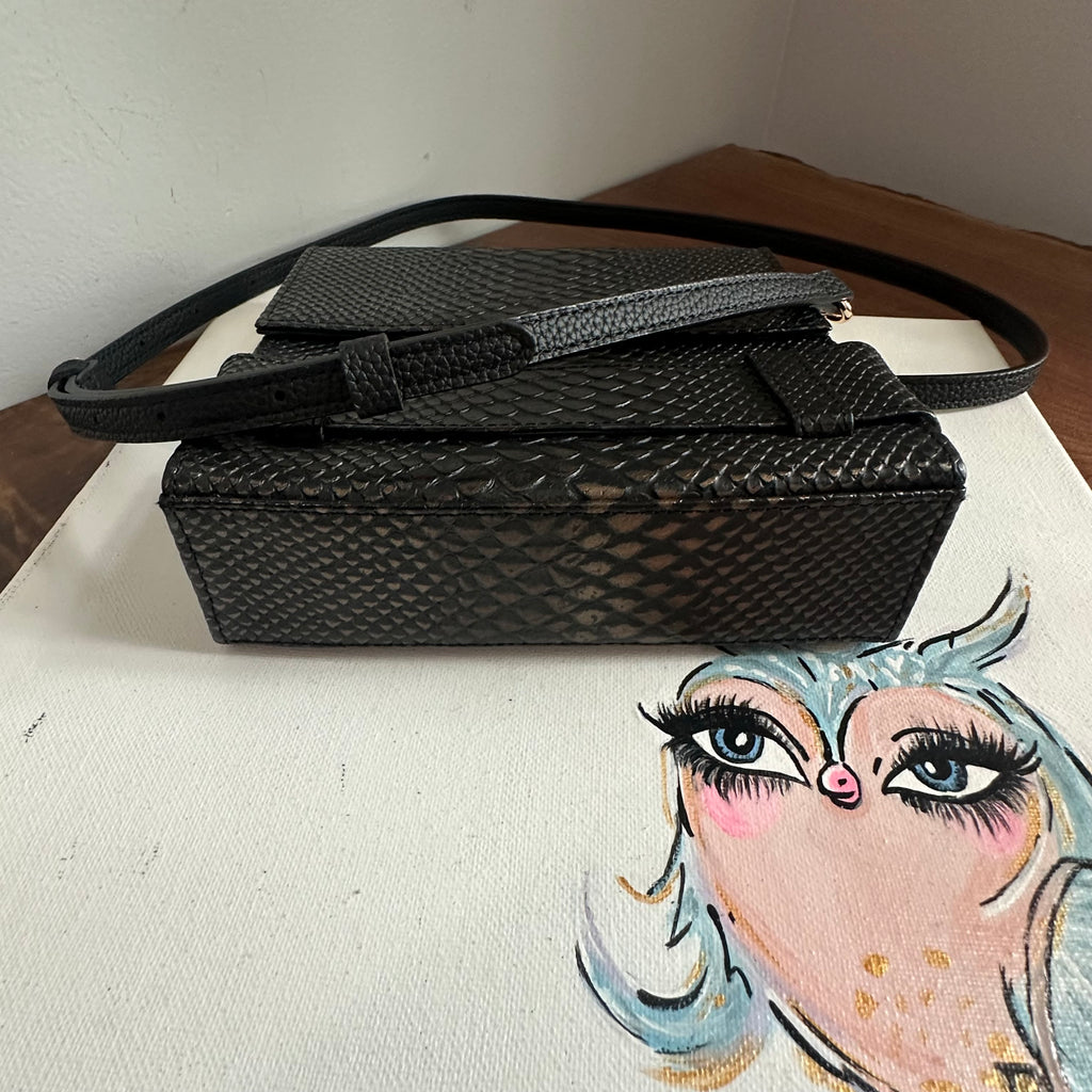 The Junco Crossbody - Vintage YSL in Black Snakeskin