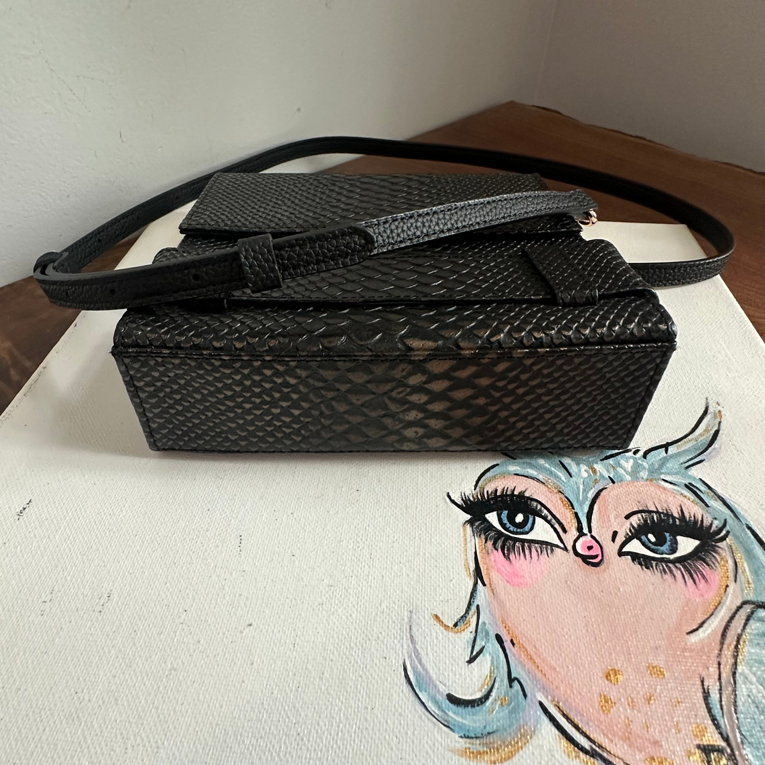 The Junco Crossbody - Vintage YSL in Black Snakeskin