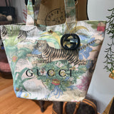 The Crossbody Tote Bag - Canvas Gucci Tiger (with black GG charm)
