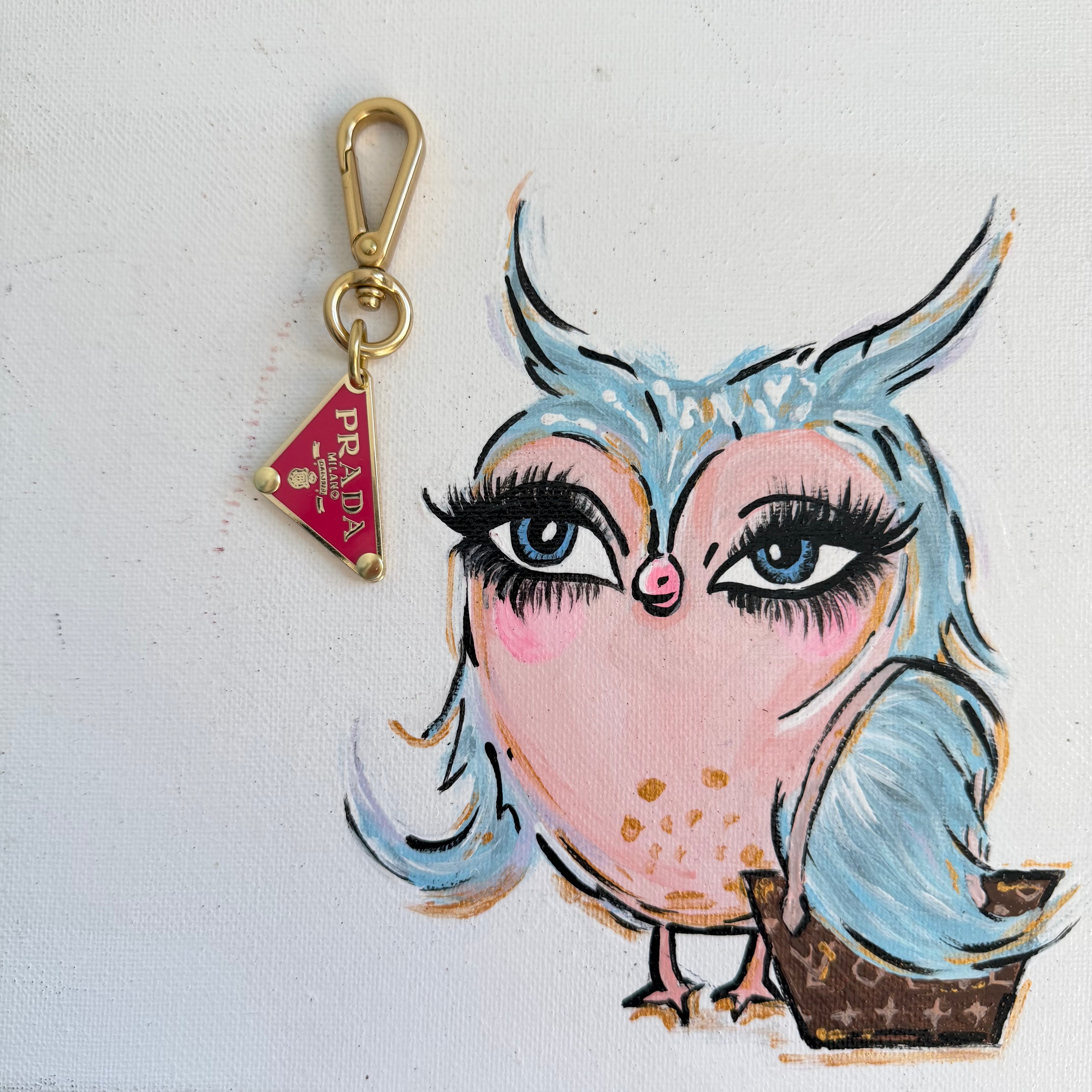 Gold Prada Bag Tag Charms in Skittle Colors/Keychain