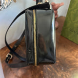 The Junco Crossbody/Clutch - Larger Vintage Gucci Bamboo Cosmetic Bag in Black Leather (Vertical)
