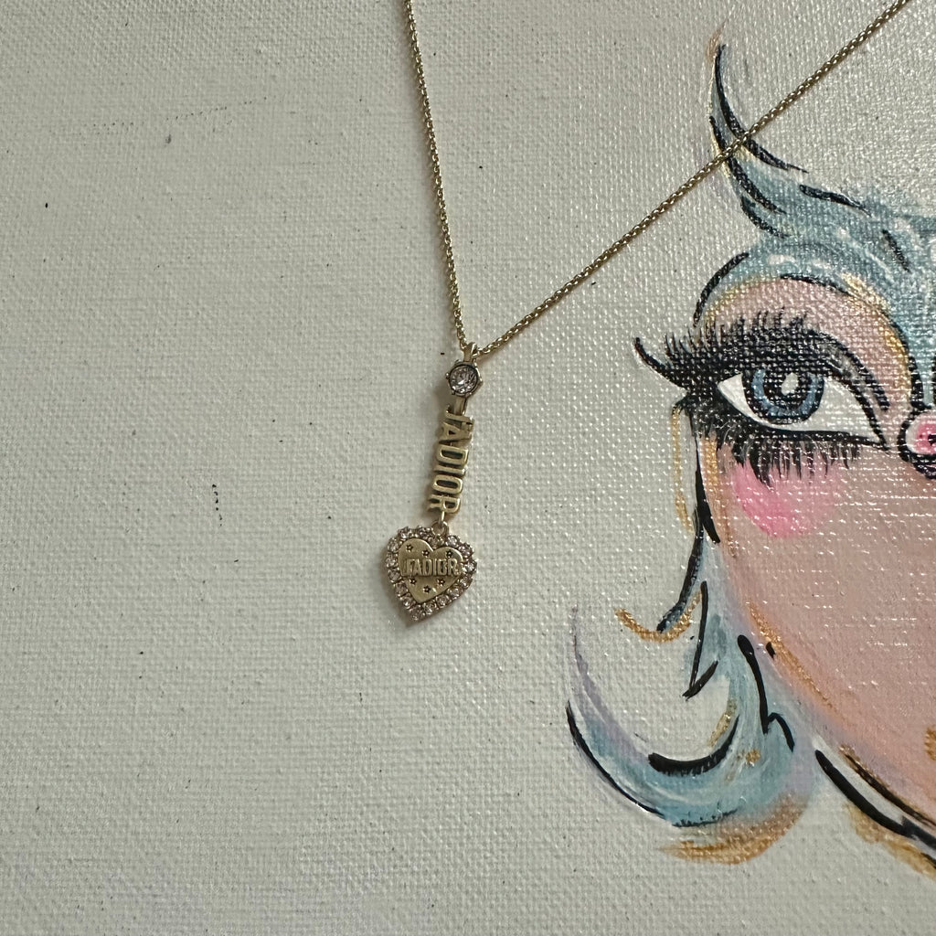 Upcycled J'ADior Zipper Pull on Gold-Filled Chain Necklace