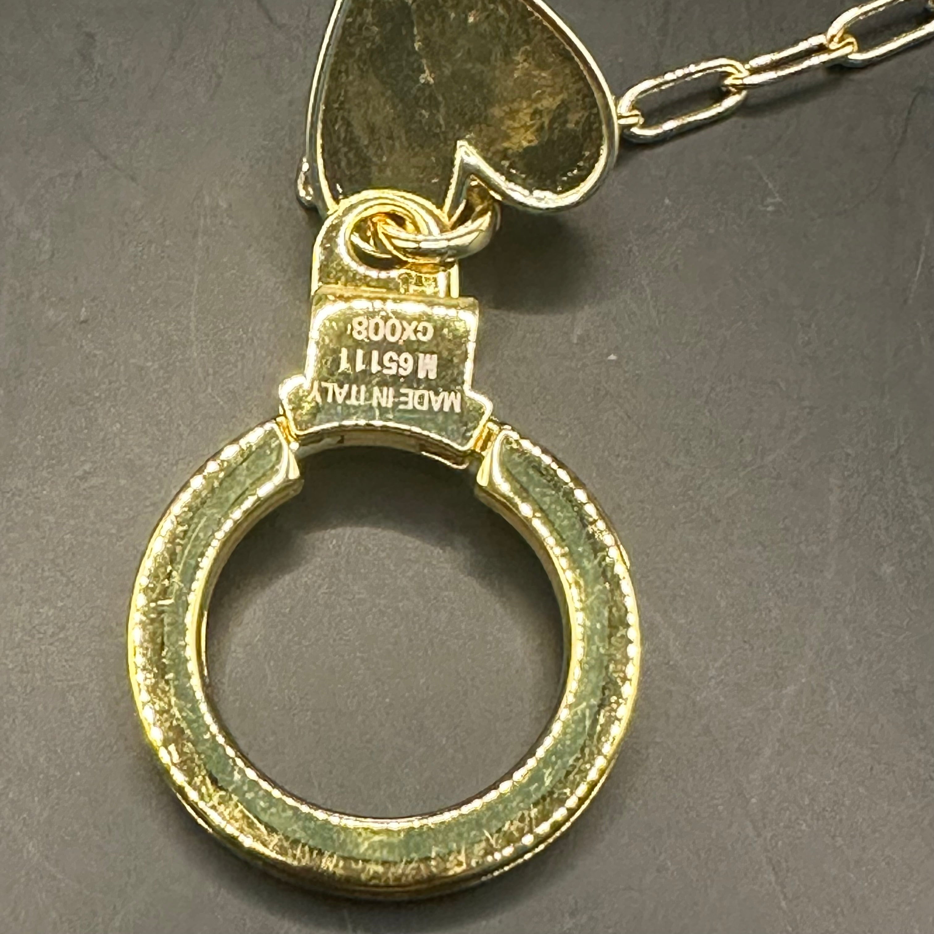 Repurposed LV Keyring with Pearl Heart Charm Necklace