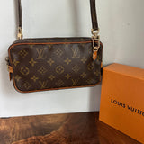 The Junco Crossbody - Vintage Monogram in Tan