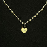 Creamy White Dior Heart on Delicate Wire-Wrapped Pearl Necklace