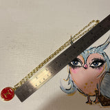 Red LV Trunks & Bags Zipper Pull on Gold-Filled Paperclip Chain