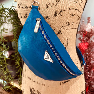 Royal Blue Leather Prada Tag Sling/Fanny Pack Bag