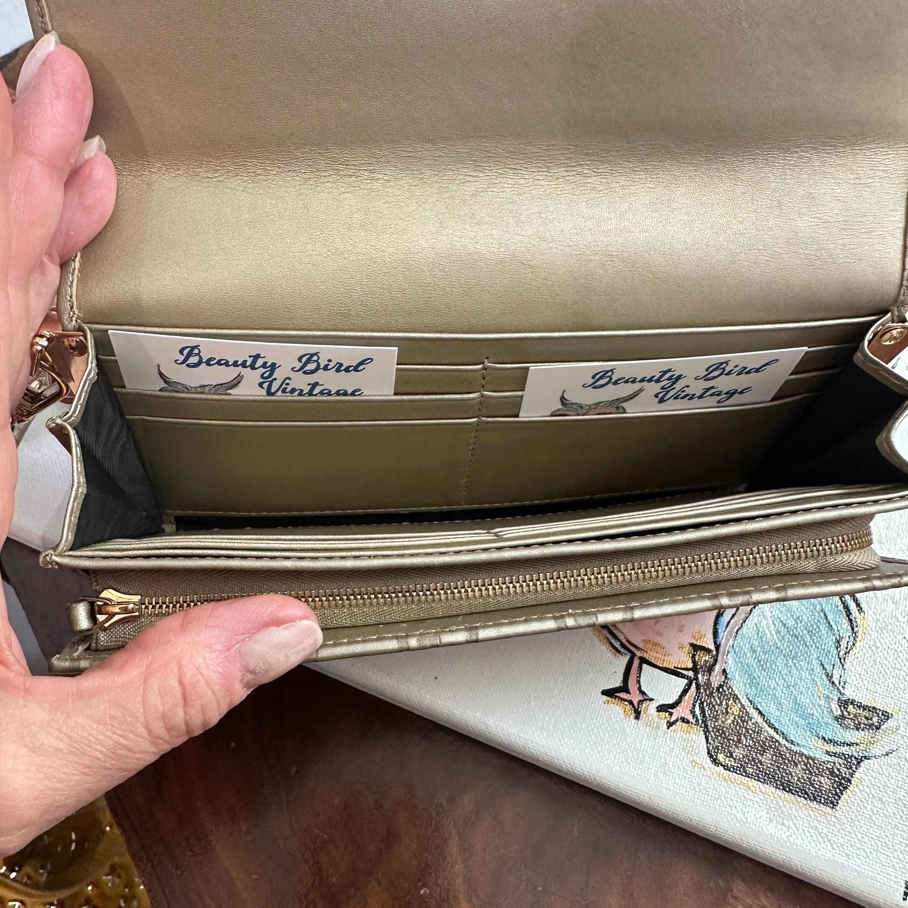 The Junco Wallet/Crossbody - Vintage GG in Gold Leather