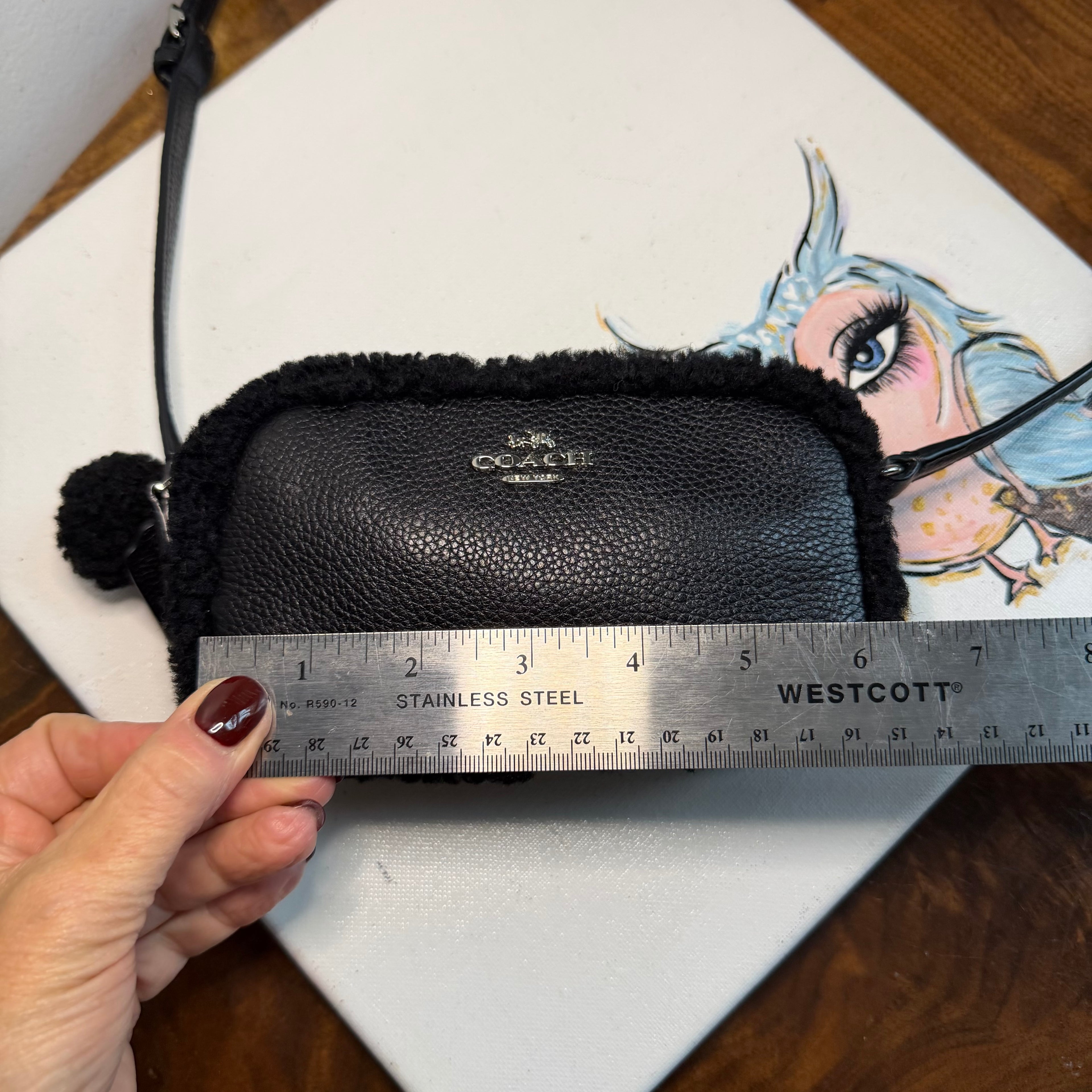 The Junco Crossbody - Black Shearling Leather Coach